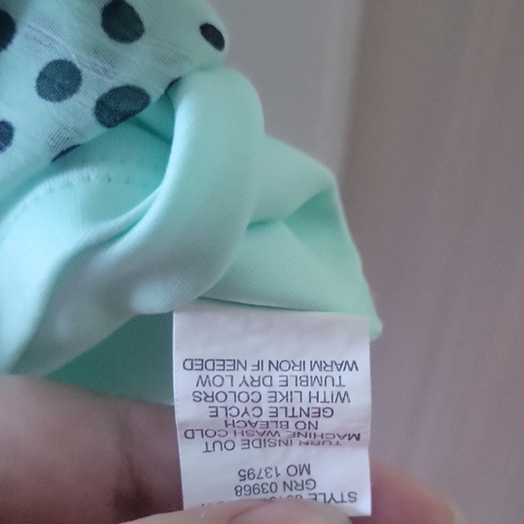 Max Studio Light Green and Black Dotted Blouse - Picture 5 of 6